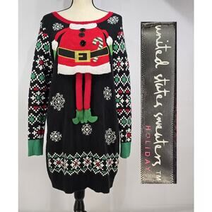 United States Sweaters Santa Legs Sweater Dress Large